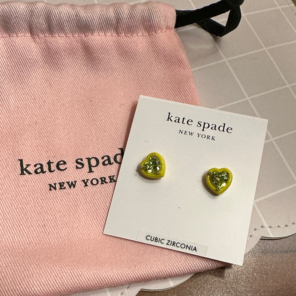 NWT Kate Spade NY Sweetheart cubic Zirconia Heart Studs